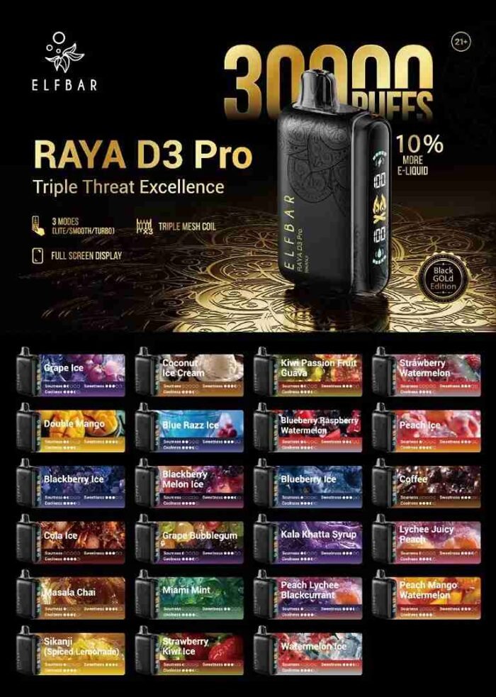 Elf bar Raya d3 pro 30000 puffs 50mg disposable vape in UAE - Image 2