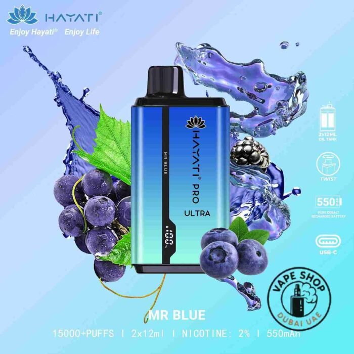HAYATI Pro Ultra 15000 Puffs 20MG Disposable Vape Price in Dubai MR Blue_5_11zon