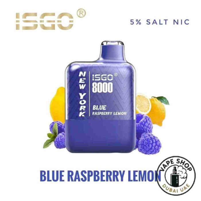 Isgo-New-York-8000-Puffs-Rechargeable-Disposable-Vape-In-UAE-BLUE-RASPBERRY-LEMON