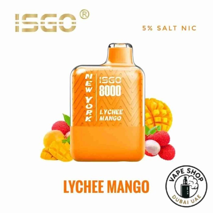 Isgo-New-York-8000-Puffs-Rechargeable-Disposable-Vape-In-UAE-LYCHEE-MANGO