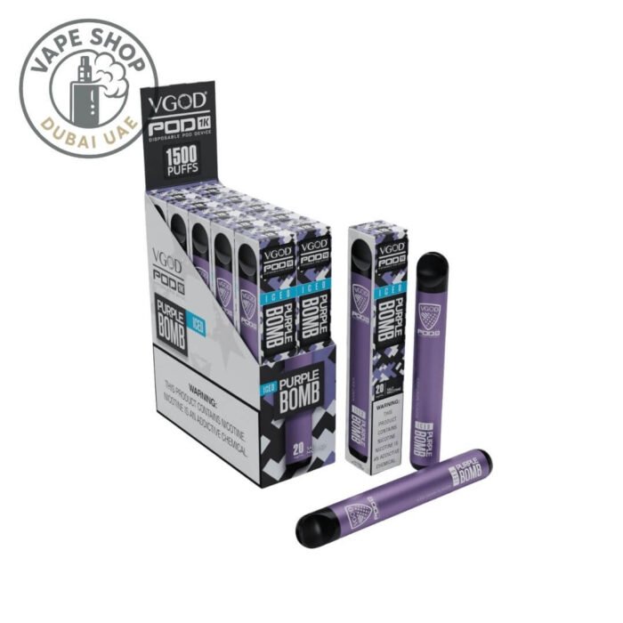 VGOD Pod 1k 1500 Puffs 50MG Nicotine Disposable Vape Iced Purple Bomb