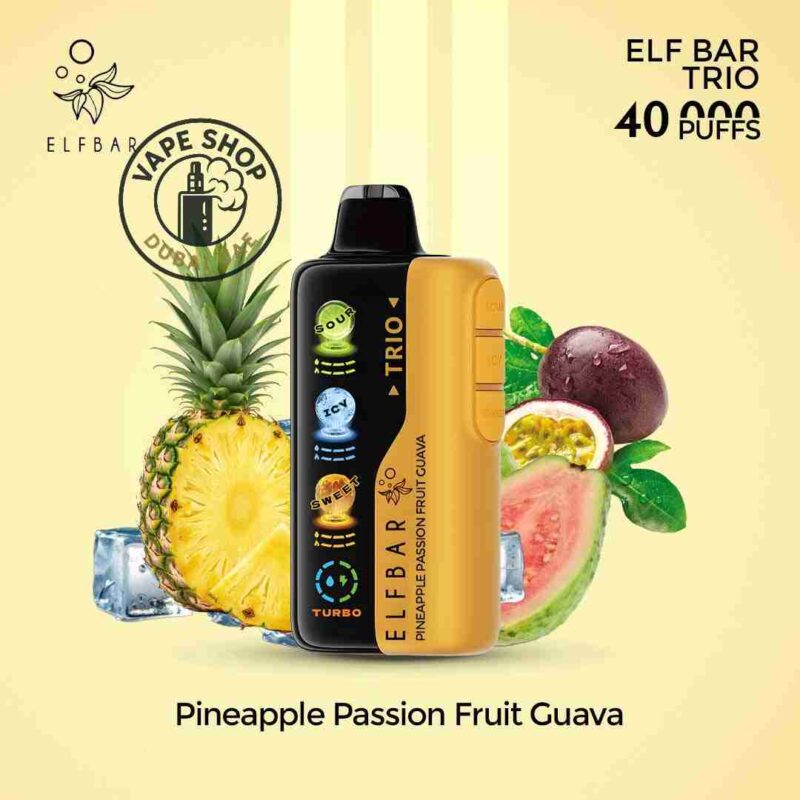 Elfbar trio up to 40000 puffs 50mg PINEAPPLE PASSION FRUIT GUAVA