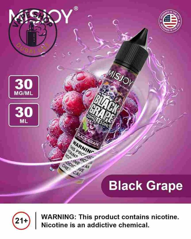 Misjoy Premium 30mg Liquid review: black grape flavour bottle
